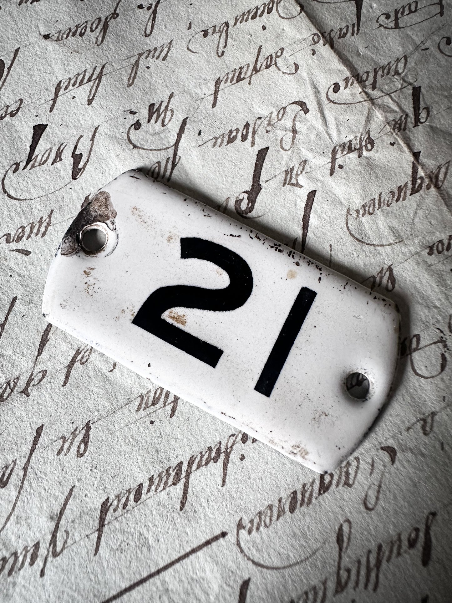 Vintage Enamel House Number Plaque No. 21