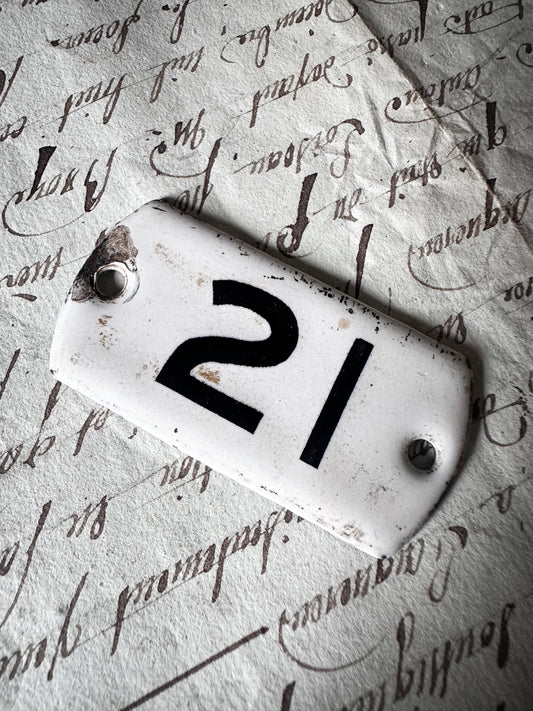 Vintage Enamel House Number Plaque No. 21