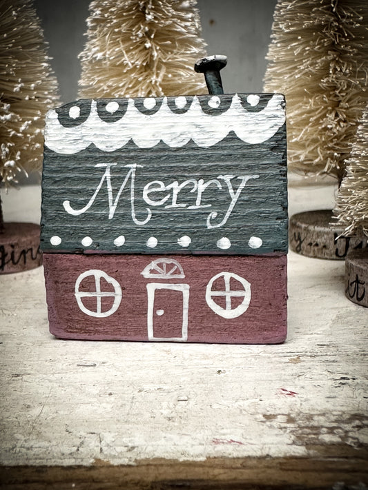 A small Vintage German Erzgebirge Putz Wooden Village House “Merry”