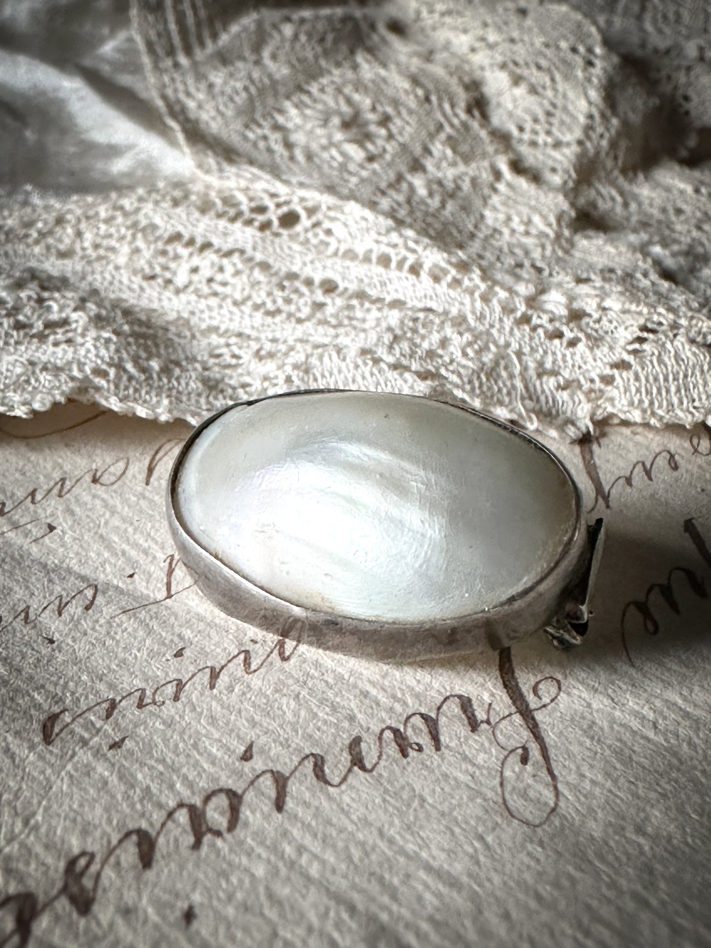 Antique Silver Mother of Pearl brooch