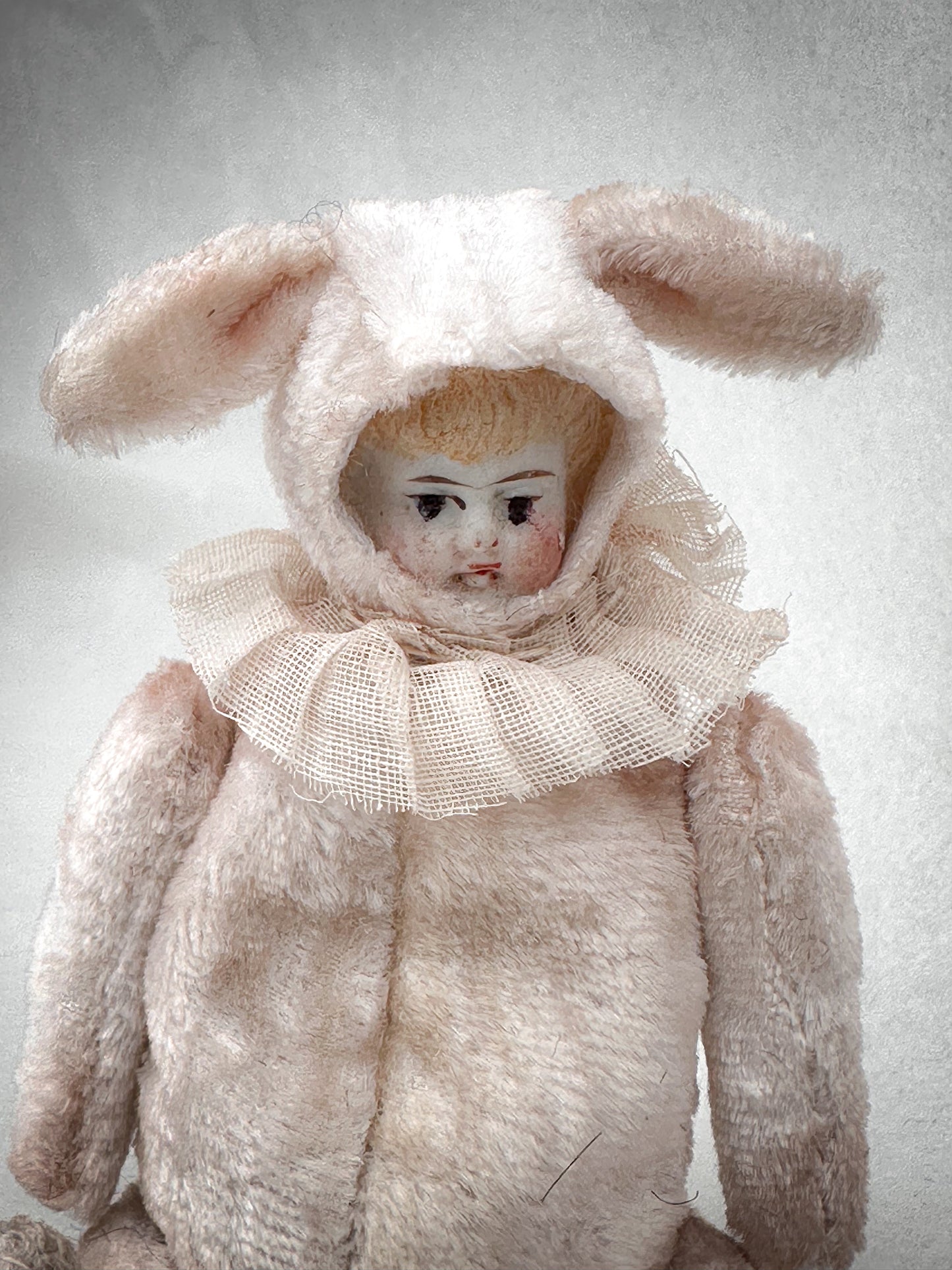 One of a Kind Handmade Artist Bunny Doll by Goody Two Shoes, Reworked Victorian Bisque Doll Collectible