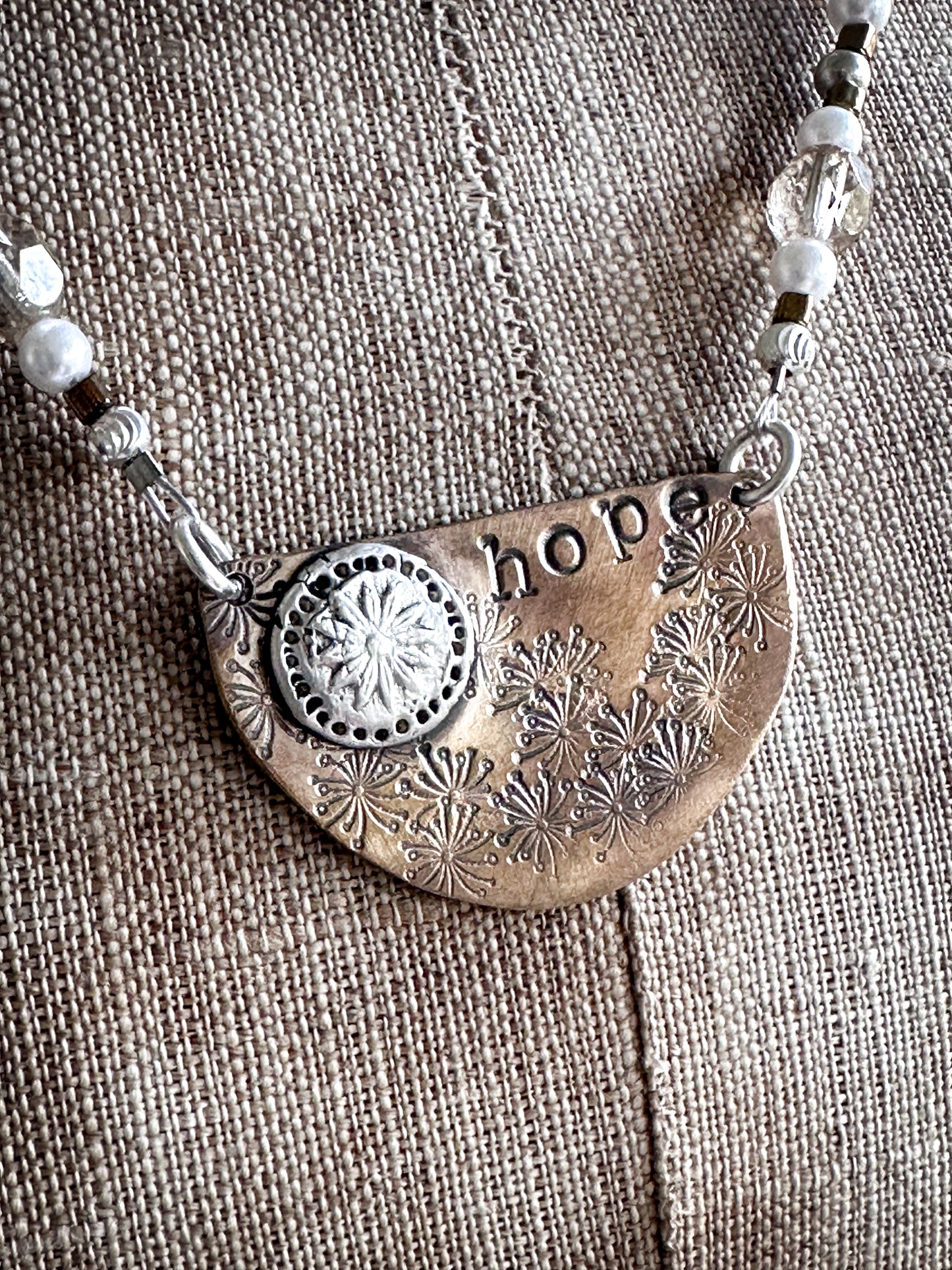 Meadow of Hope Necklace – Handmade Botanical Fine Silver & Copper Necklace