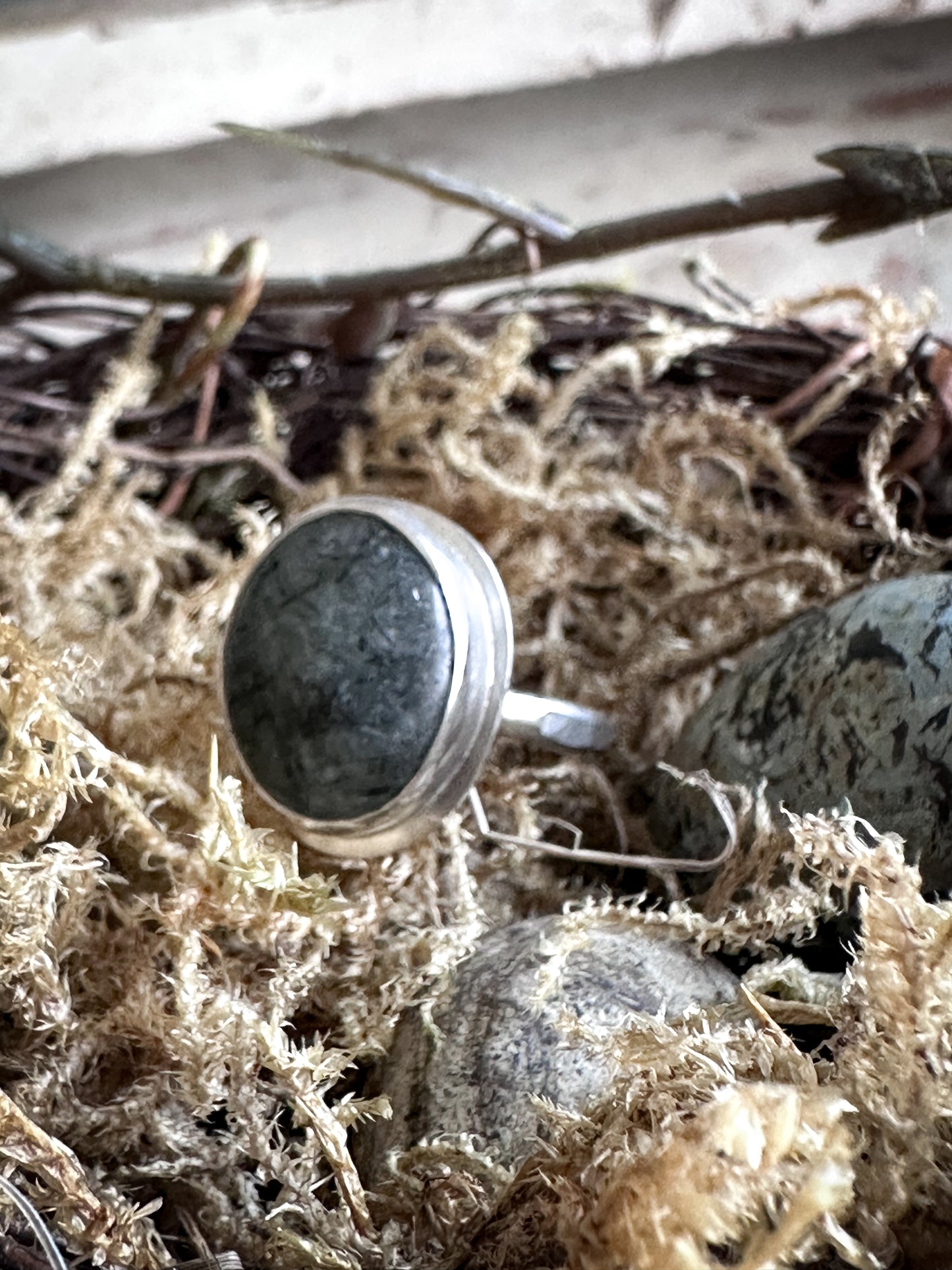 Moonlit Tourmaline Ring – Natural Tourmalinated Quartz in Sterling Silver