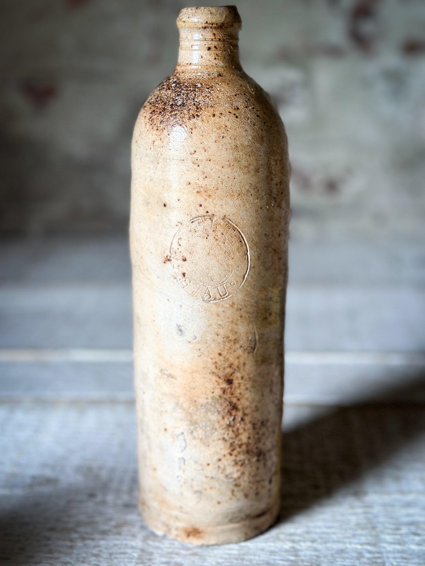 Antique German Nassauer Stoneware Bottle c.1890–1920 | Salt Glazed Bottle | Seit 1848