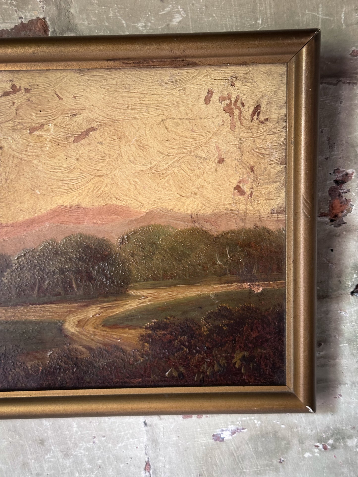 Antique Victorian Oil Painting on Board in Original Frame | Signed Landscape Artwork | c.1880–1900