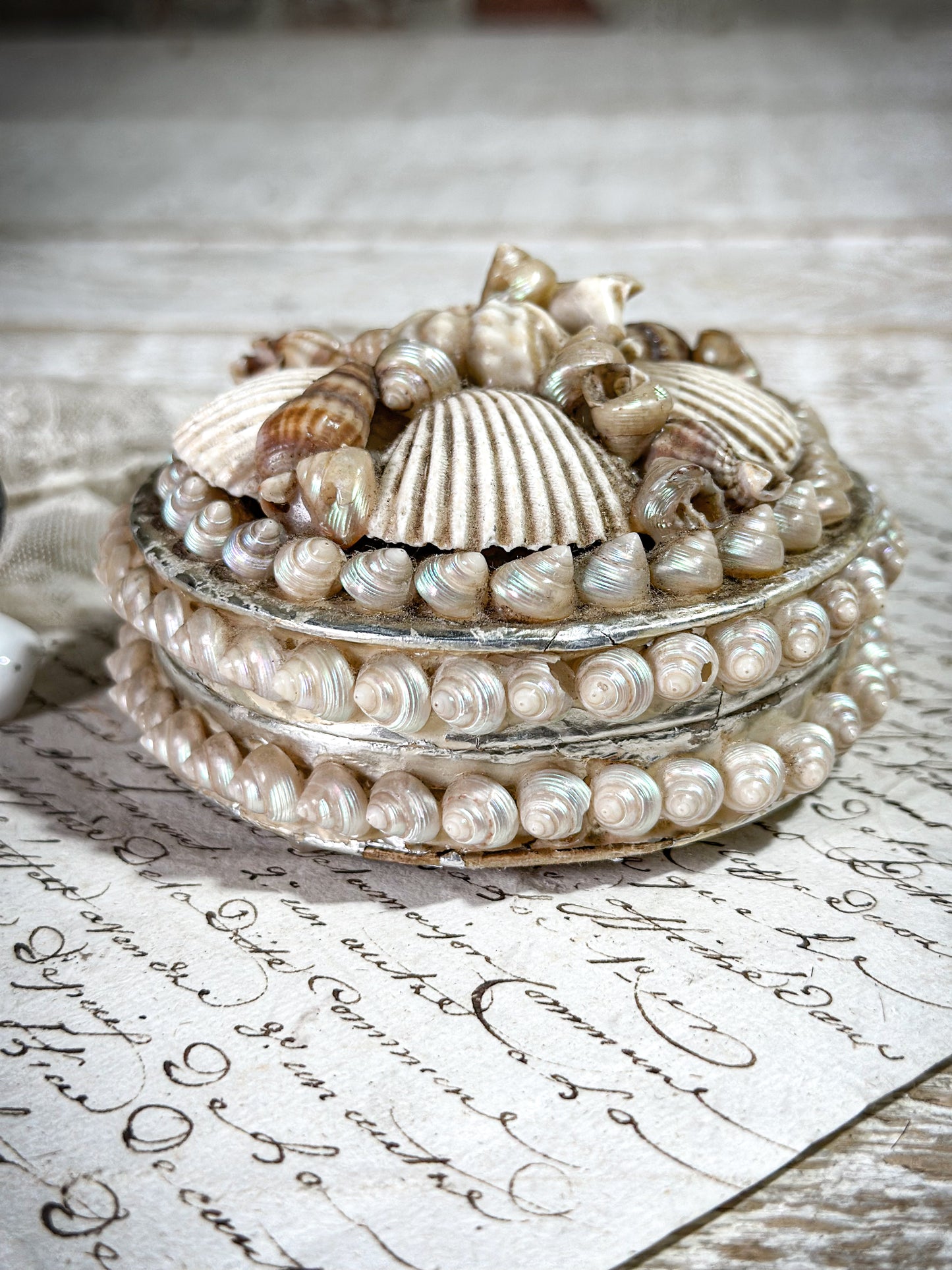 Antique French Shell Jewellery Box