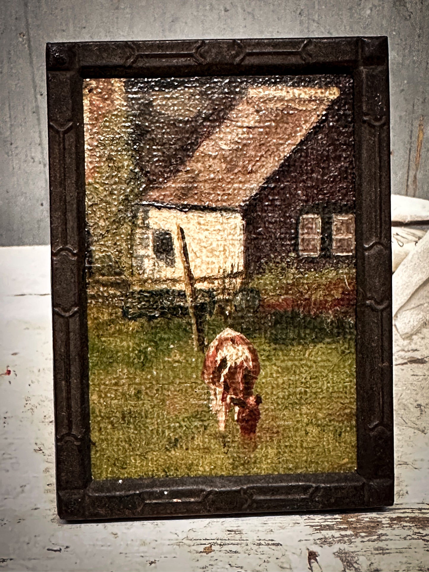 Miniature Oil Painting with Arts & Crafts Frame