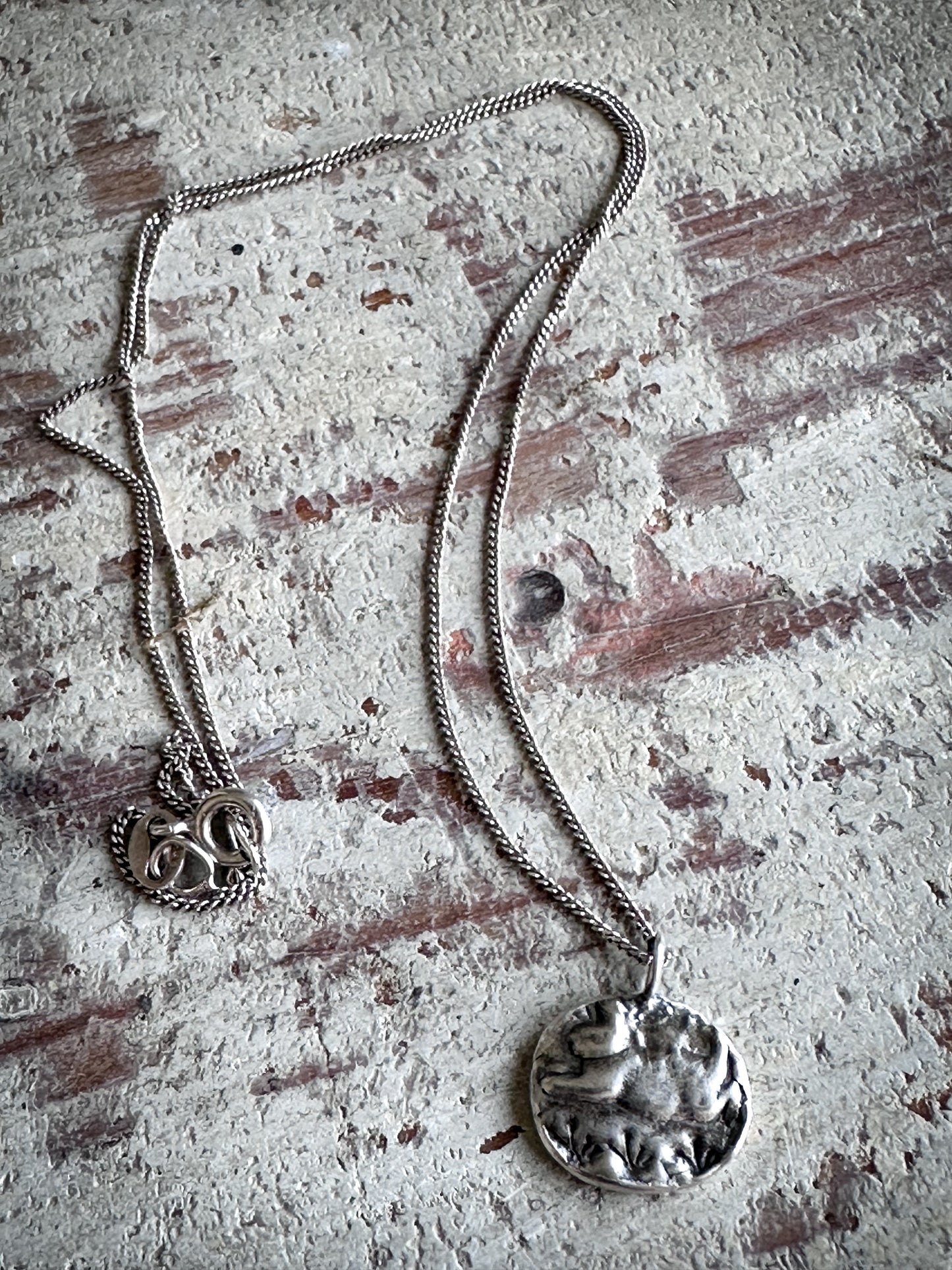 Meadow Rabbit Pendant – Handcrafted .999 Fine Silver Necklace