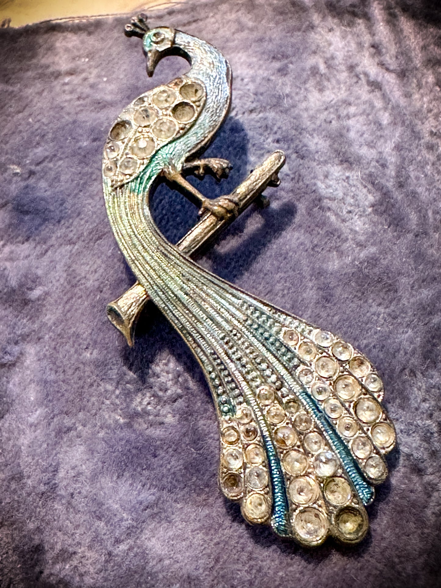 Art Deco peacock brooch