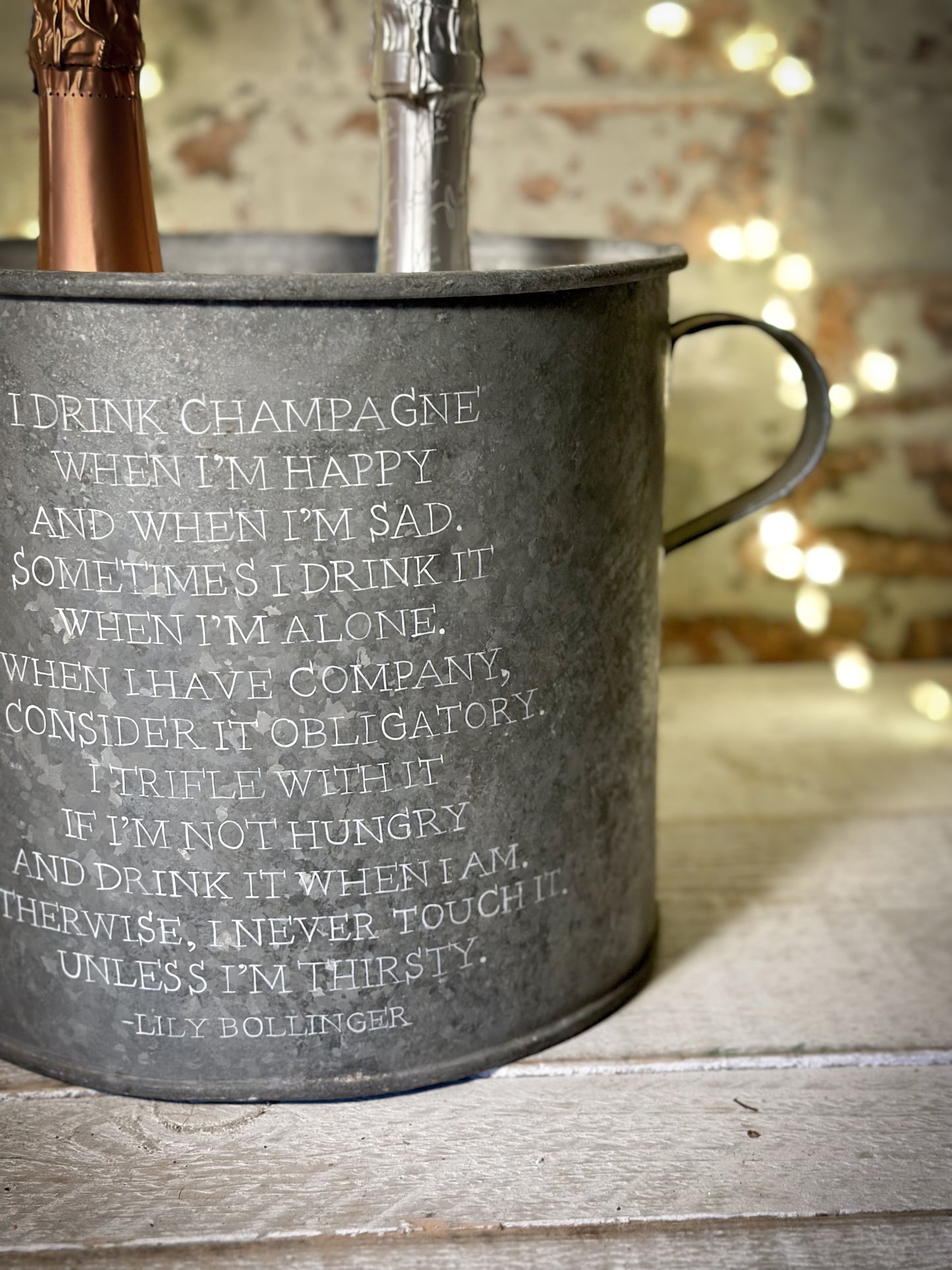 A beautiful heirloom original vintage champagne tub with Lily Bollinger quote pre-order