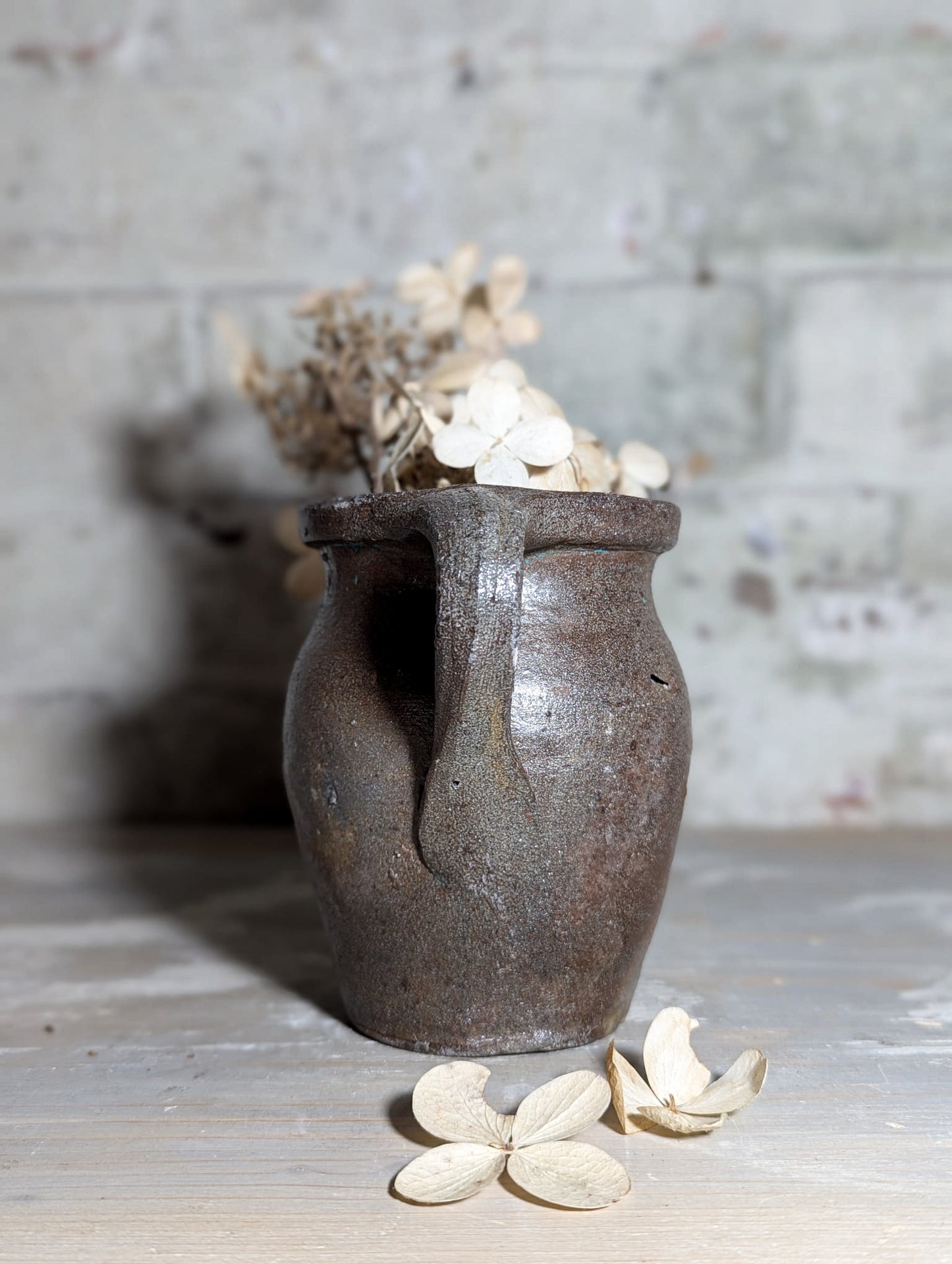 A lovely Primitive French Antique Black Pottery water jug