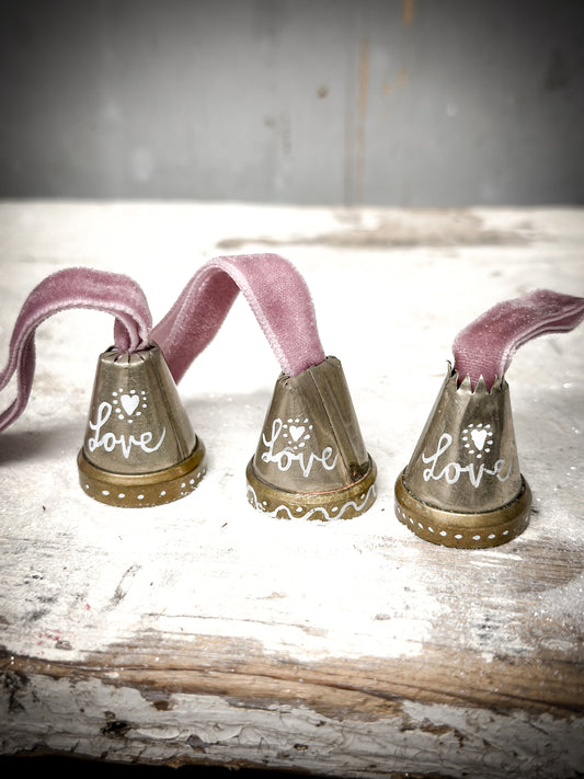 A Hand Painted Vintage Icing Nozzle Christmas Tree Decoration “Love” Pink