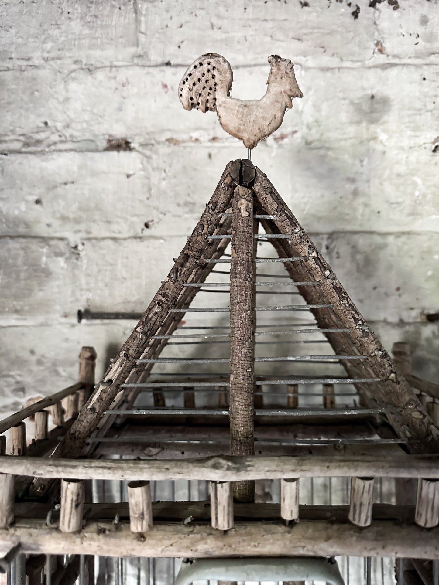 A French Primitive scratch built Bird Palace, Bird cage in the style of a Chateau