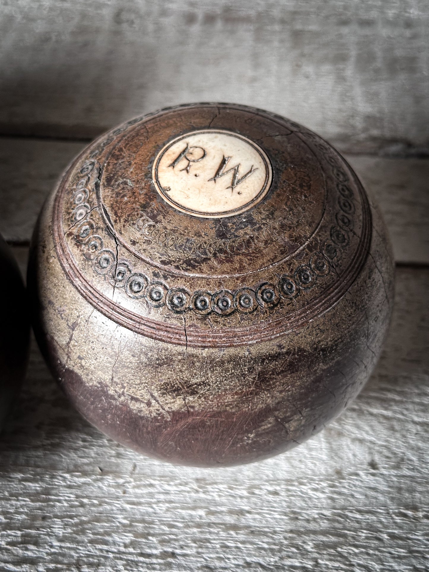 Antique Lignum Vitae Lawn Bowls – Set of Four