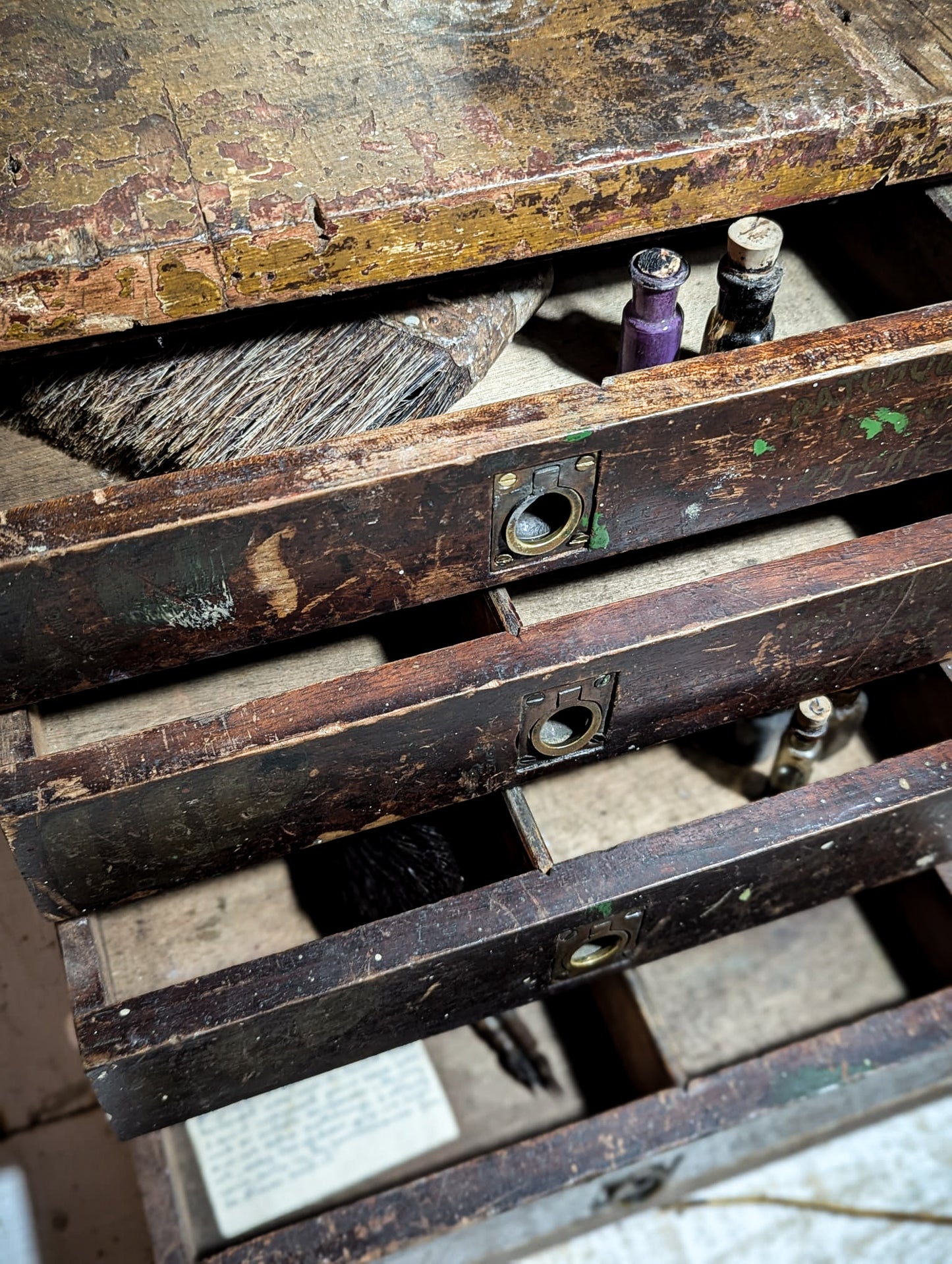 A Wonderful Antique Bicycle Shop Repair Kit Advertising Mini Drawers