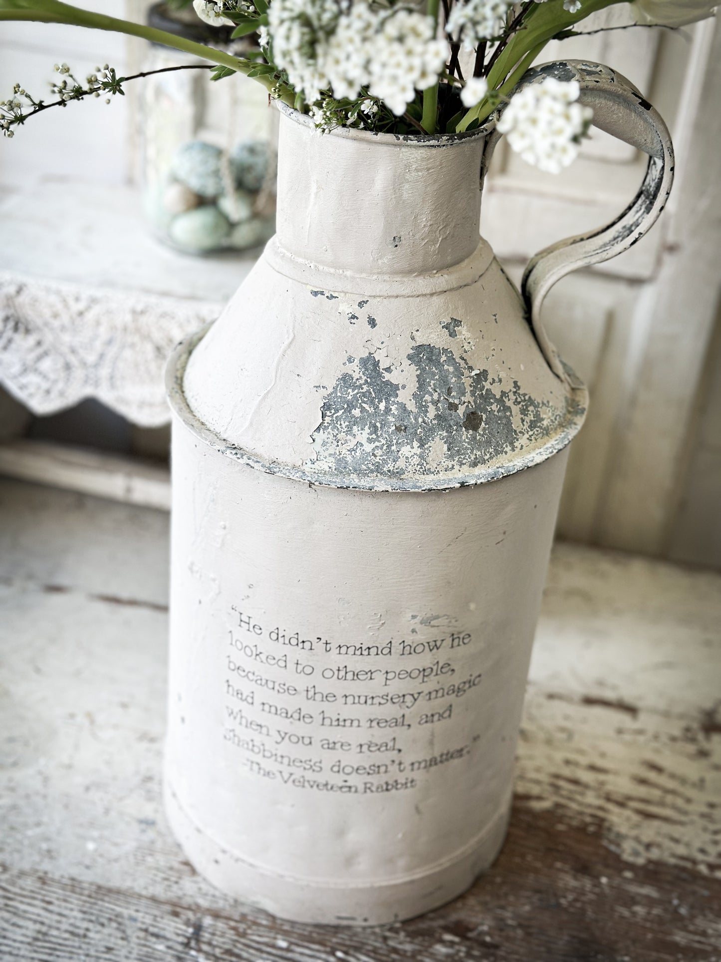 A lovely antique French tin milk churn