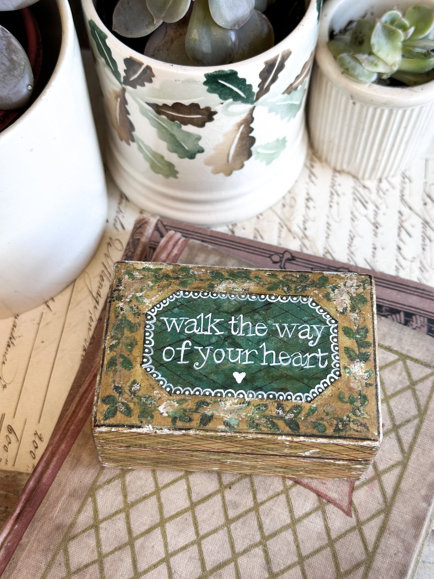 “Walk the Way of Your Heart” – Antique French Hand Painted Box