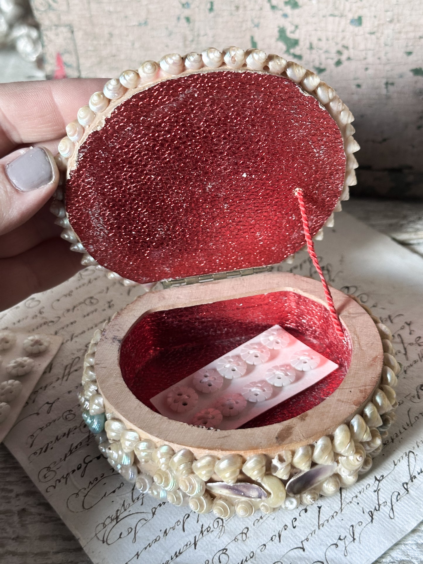 Antique Shell Art Jewellery Box – Decorative Coastal Trinket Box