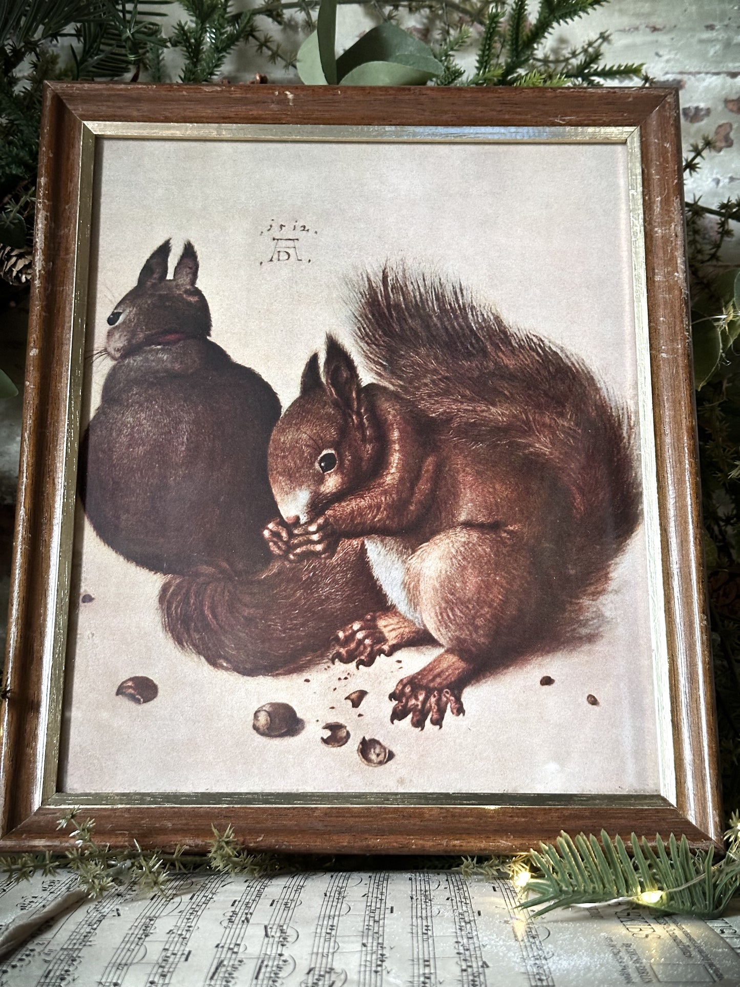 A Rare Vintage Framed Albrecht Durer Print of Squirrels