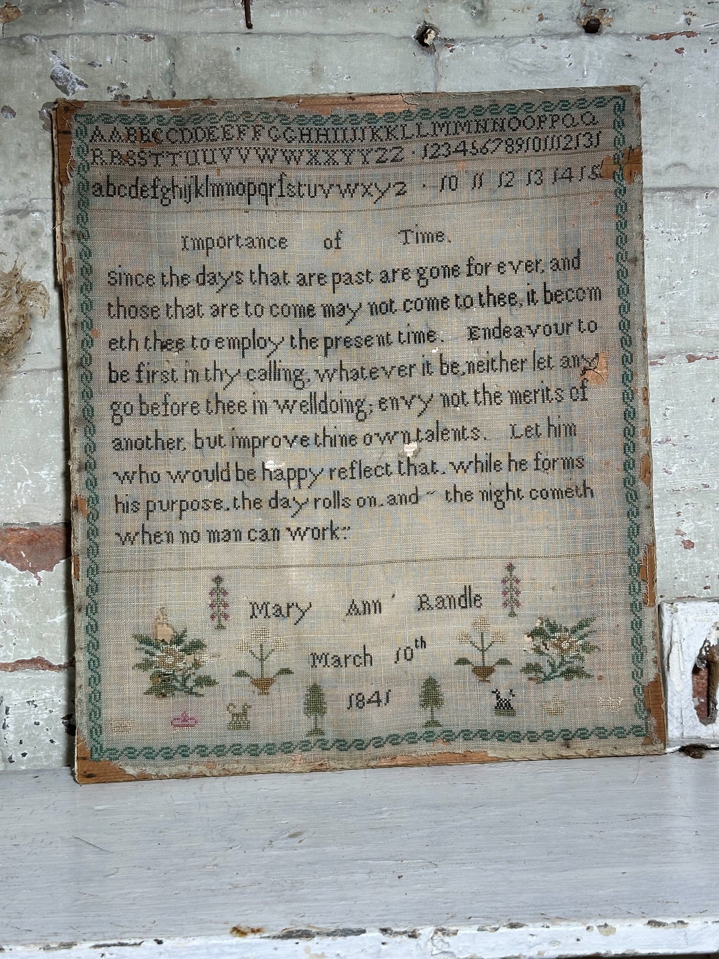 A Really Pretty Antique Sampler Dated and signed