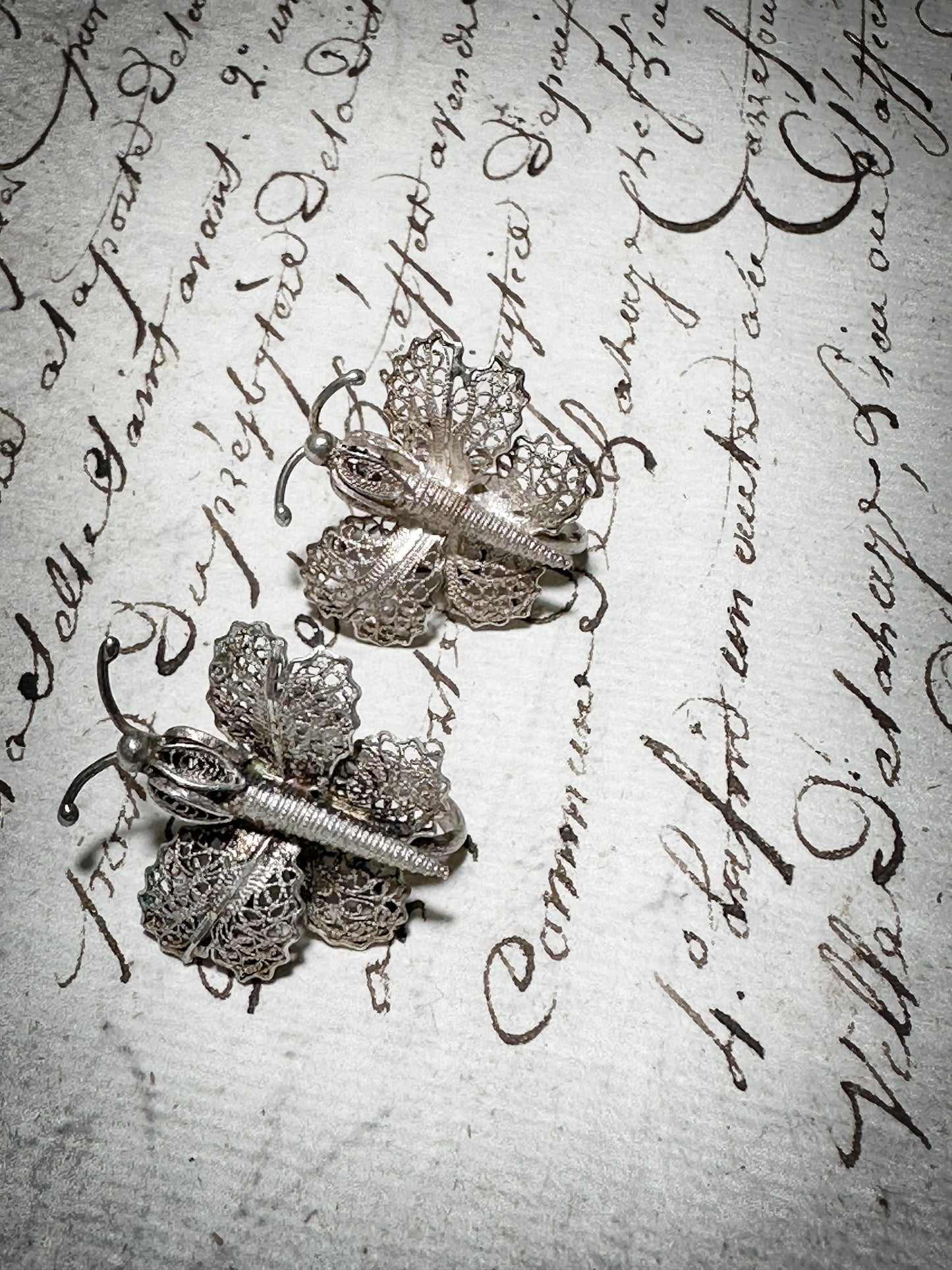 A Vintage Sterling Silver Pair of Filigree screw on Earrings