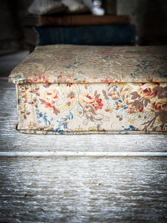A Pretty French Paisley Fabric Covered Box