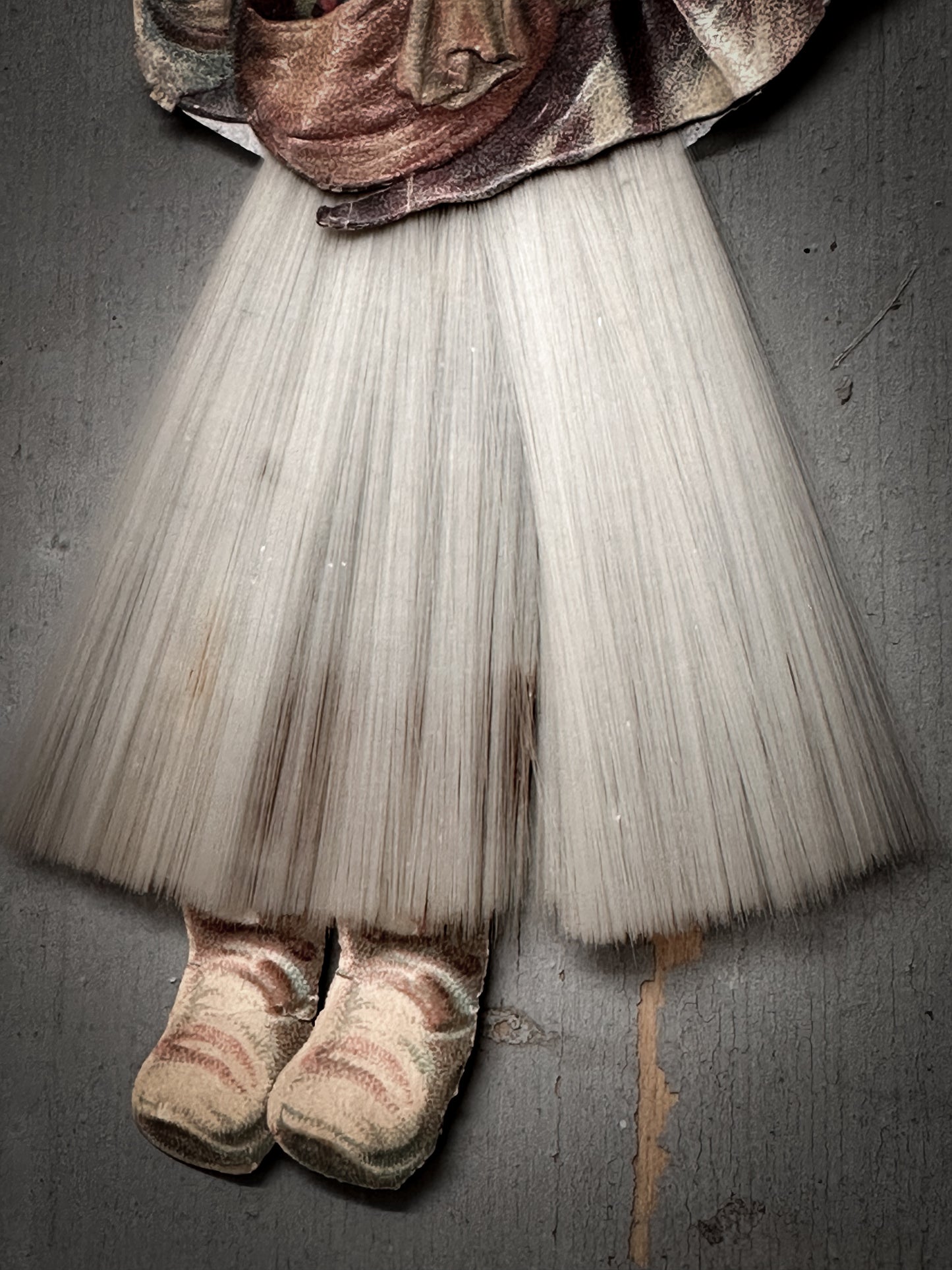 Antique German Father Christmas Ornament with Spun-Glass Skirt (c. 1900–1930)