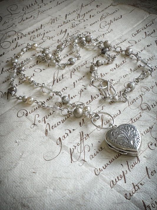 Found Object Vintage Silver Heart Locket Necklace by Jealous Moon Jewellery