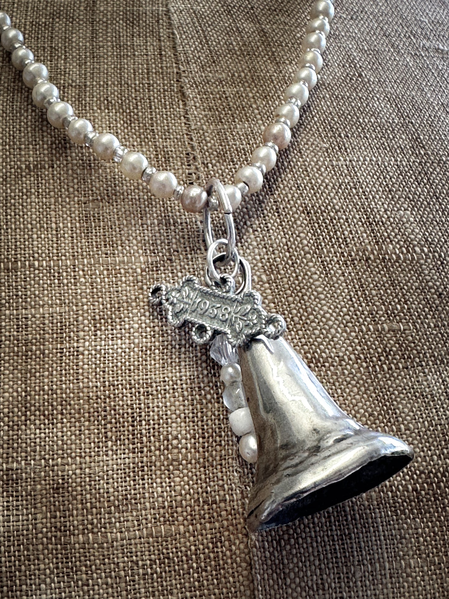 Found Object silver Bell Candle Snuffer Necklace by Jealous Moon Jewellery