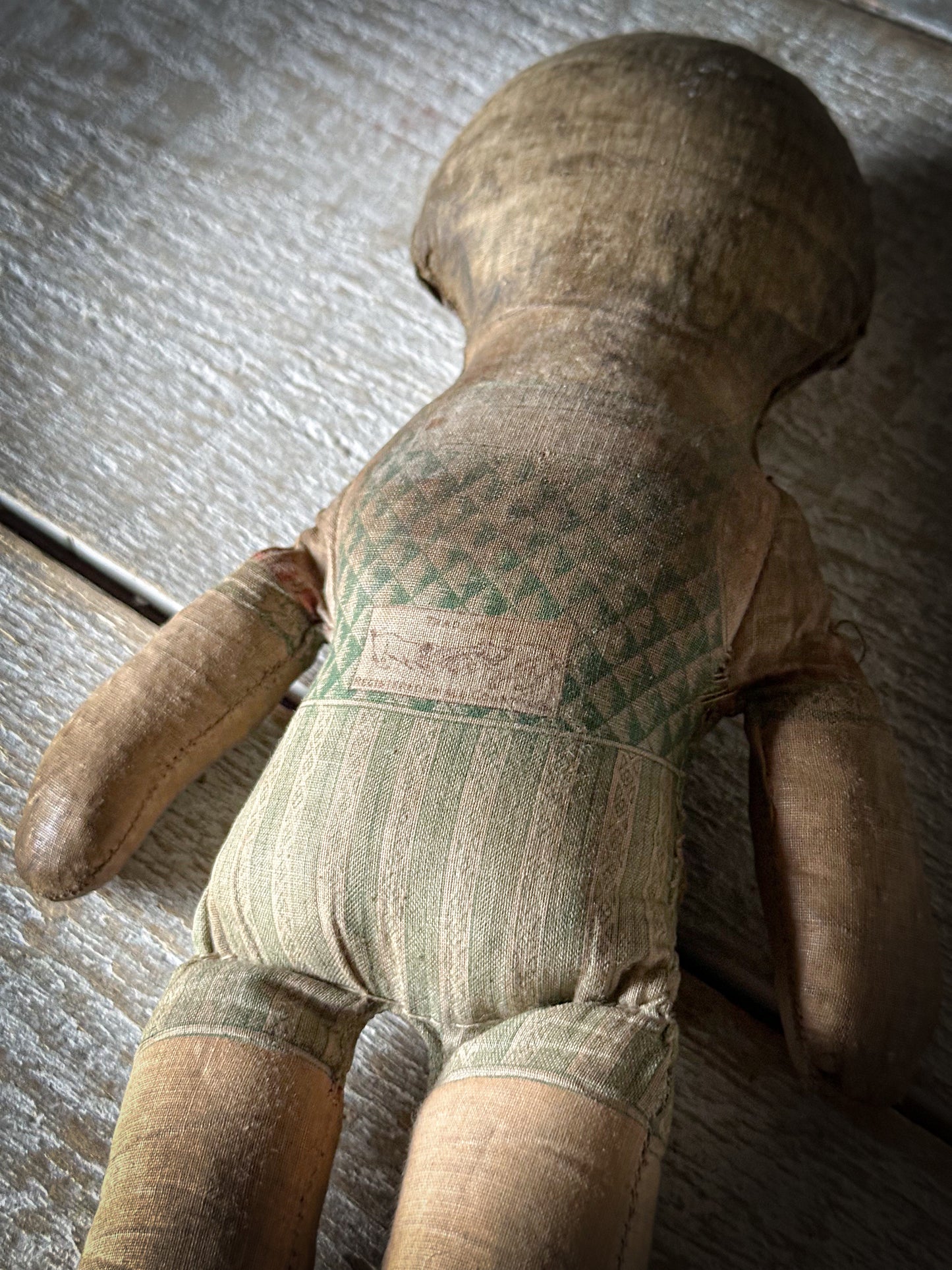 Gorgeous early Dean’s Rag book printed doll with green dress