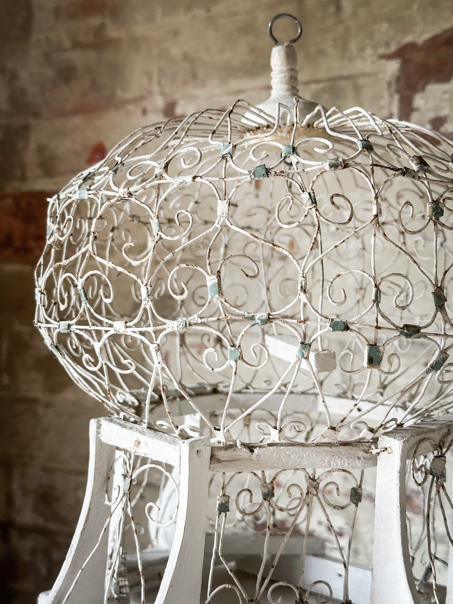 A lovely French vintage wire Balloon bird cage