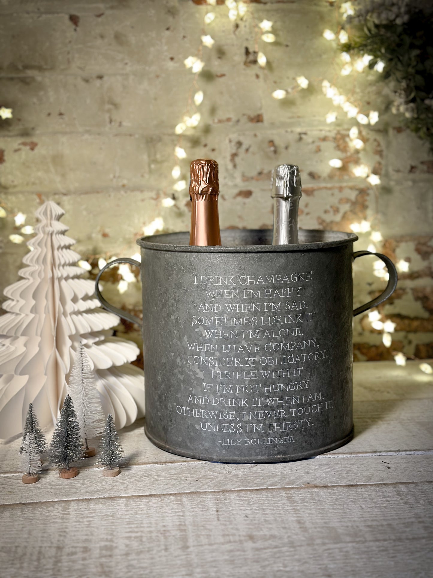 A beautiful heirloom original vintage champagne tub with Lily Bollinger quote pre-order