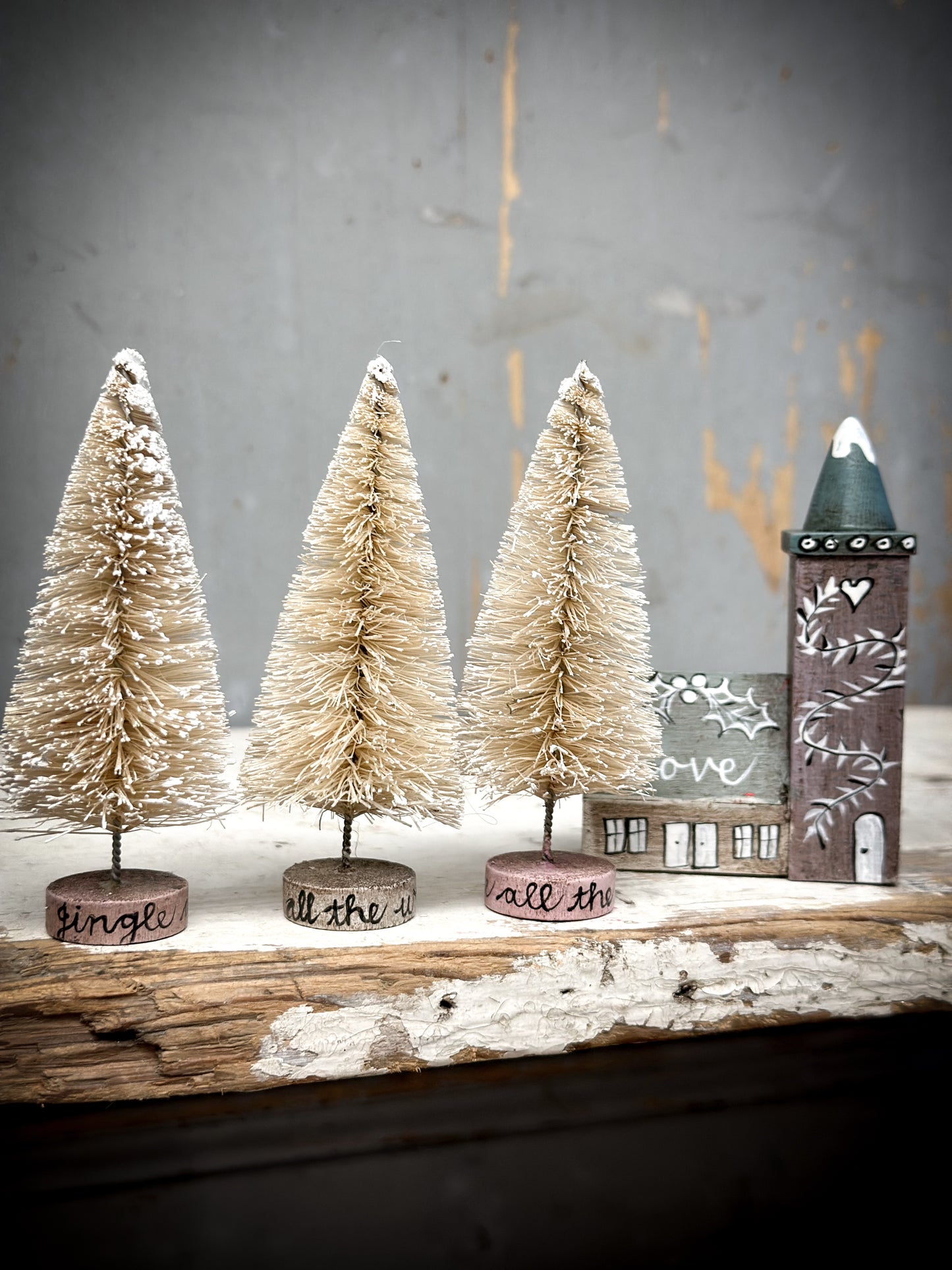 A Tall Painted Bottle Brush Tree “Jingle All The Way”