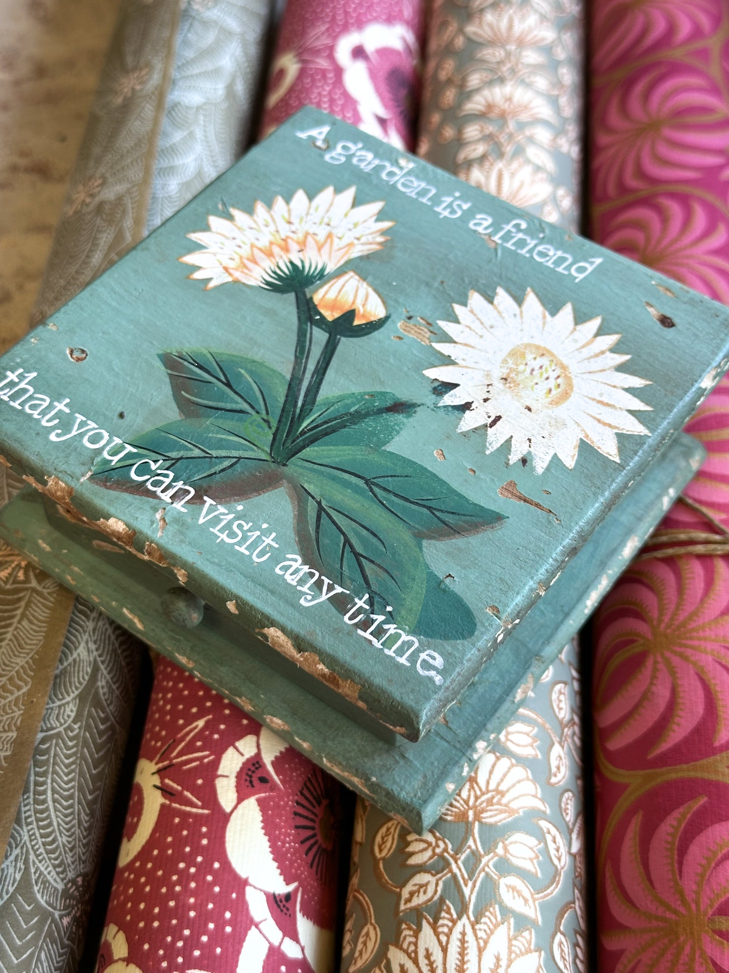 “A Garden is a Friend…” – Hand Painted Mini Box With Drawer