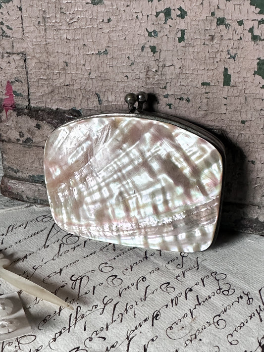 Antique Mother of Pearl Coin Purse – French Compact