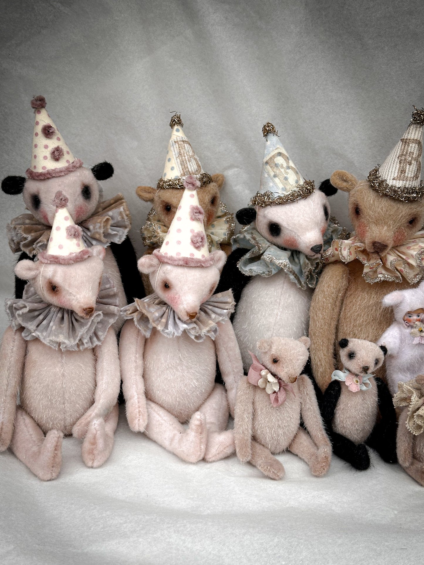 One of a Kind Handmade Artist Bunny Doll by Goody Two Shoes, Made from Victorian Bisque Doll, Miniature Collectible