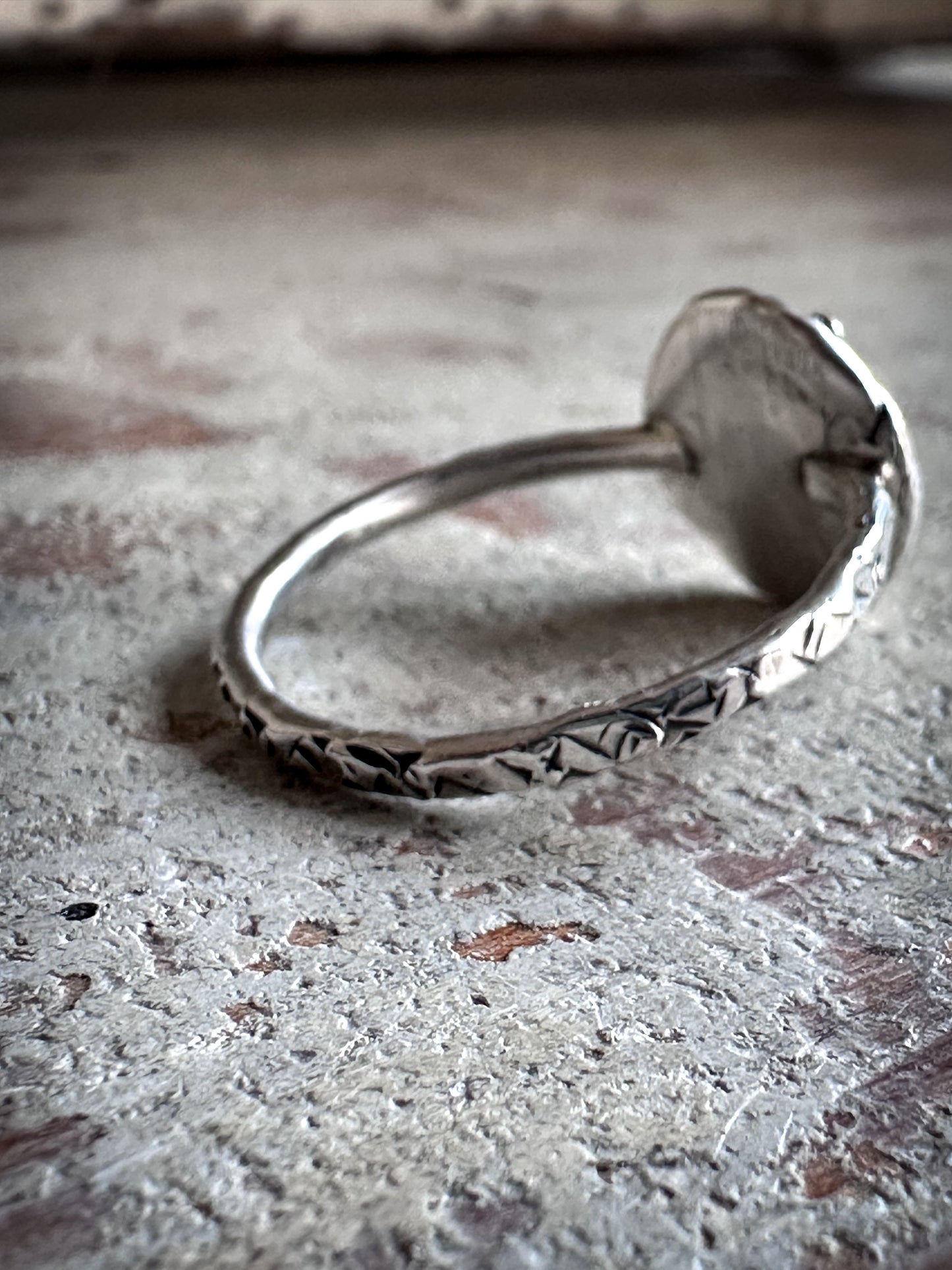 Moonlit Daffodil Ring Fine Silver Botanical Ring Antique Wedgwood Sprig