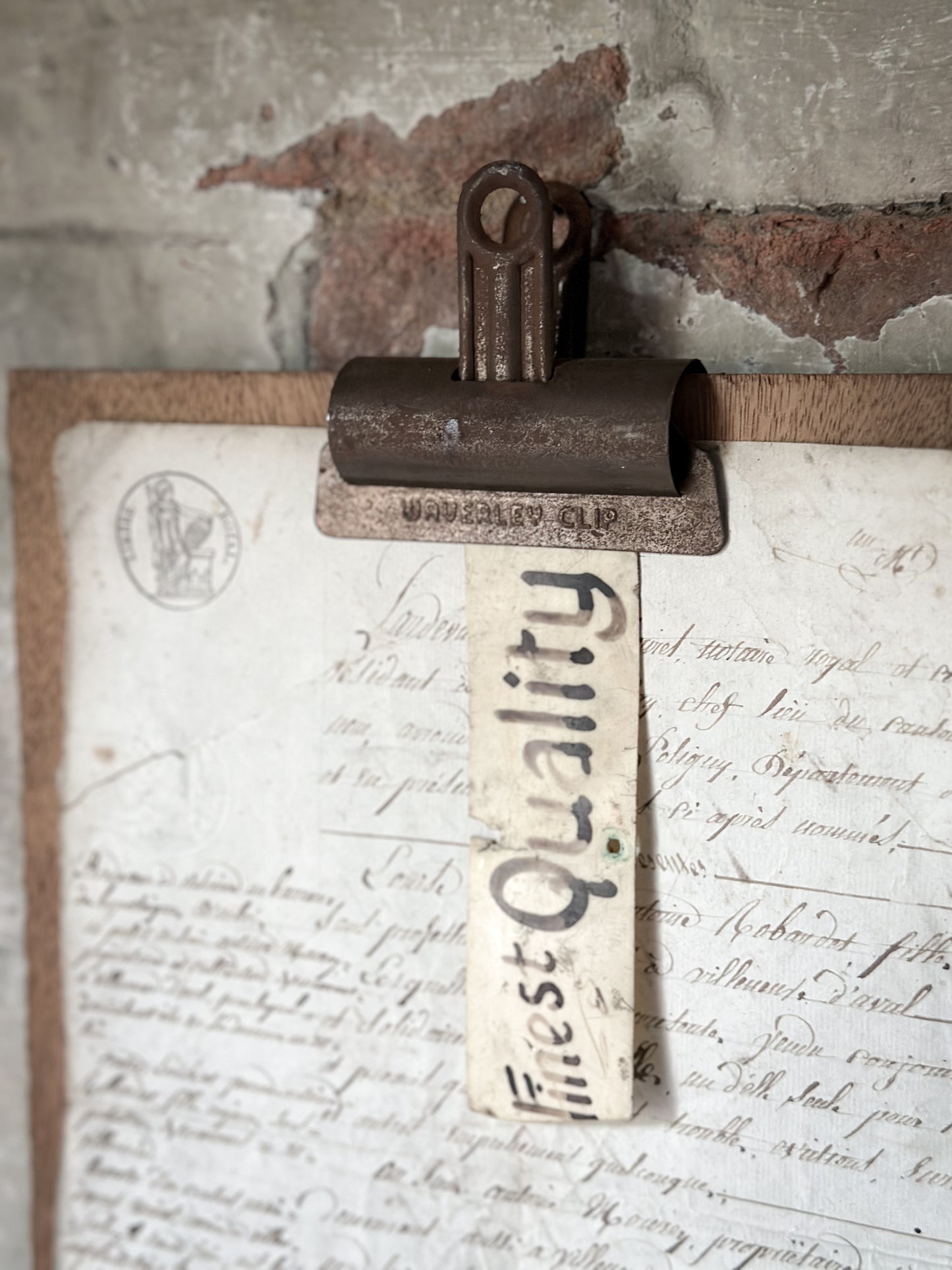 Antique Industrial Cast Iron 10 Inch Paper Clip Board | Early 20th Century Office Memorandum Holder