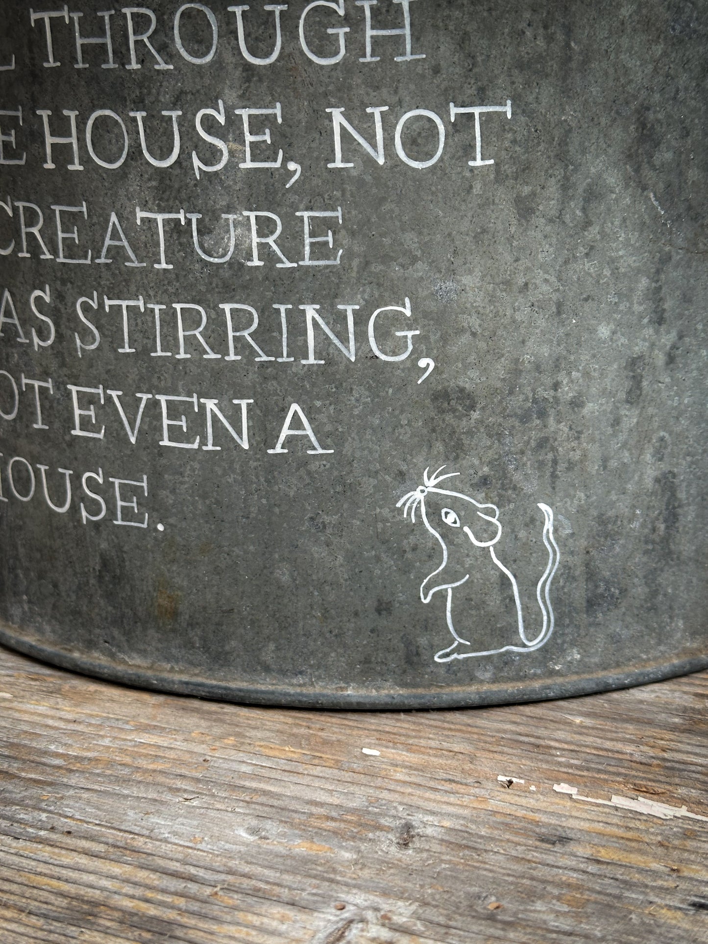 A beautiful heirloom vintage galvanised tub hand painted using traditional sign writer’s techniques and materials.