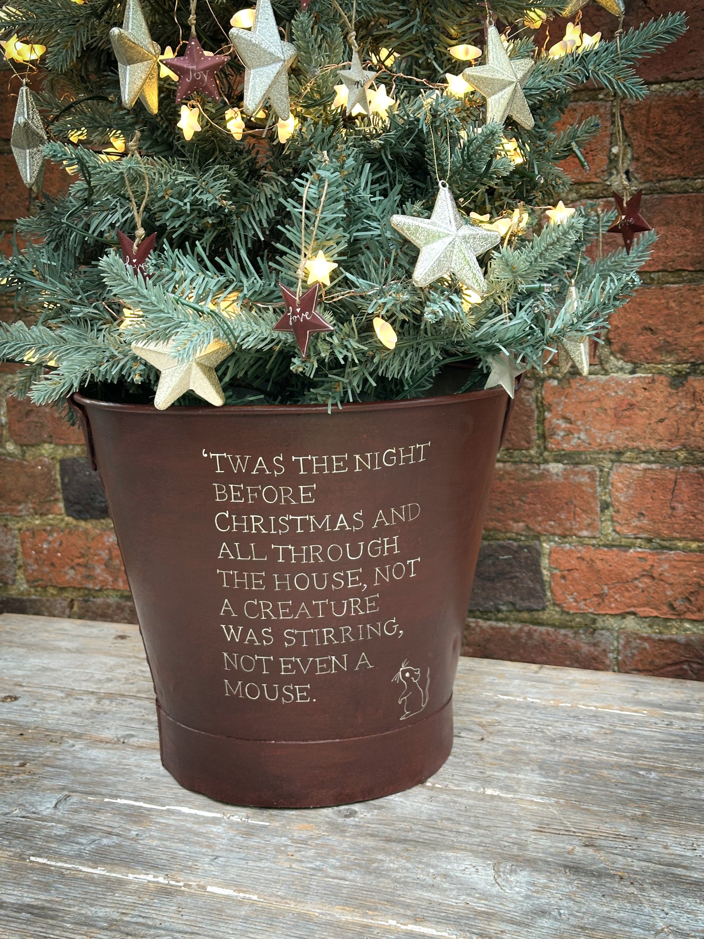 A beautiful heirloom vintage galvanised bucket hand painted using traditional sign writer’s techniques and materials