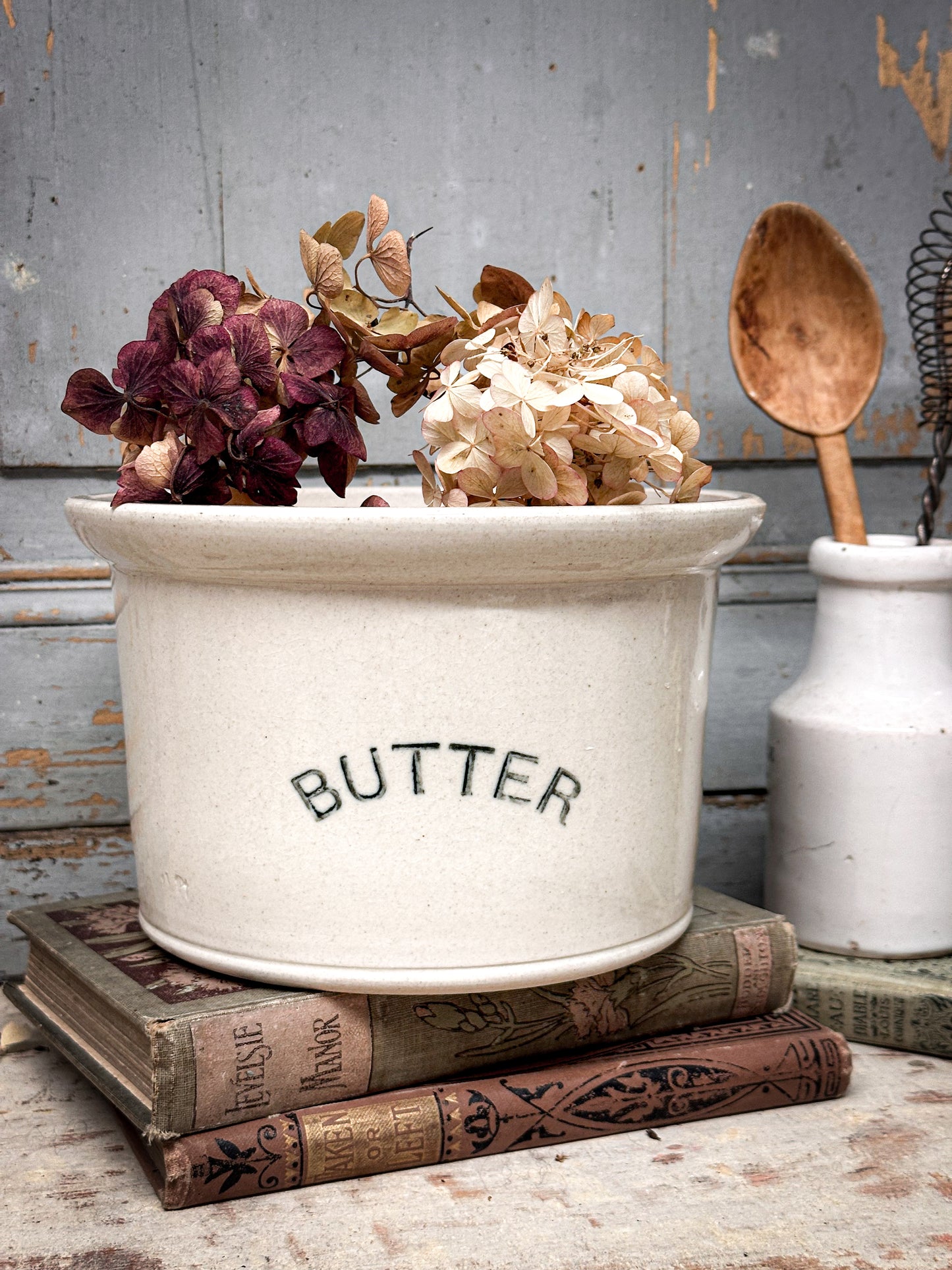 Victorian Ironstone “Butter” Crock – Antique Farmhouse Kitchenalia