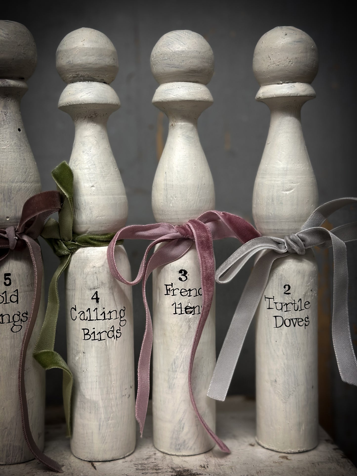 Twelve Days of Christmas Set of Vintage French Wooden Skittles