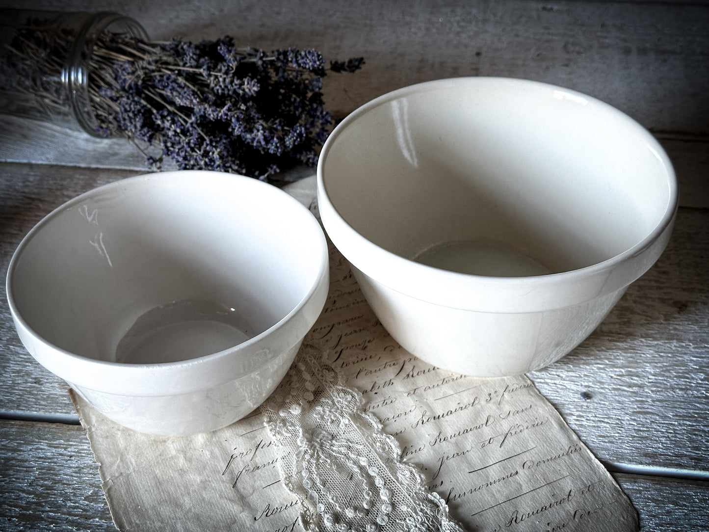 Pair of lovely vintage Ironstone pudding bowls