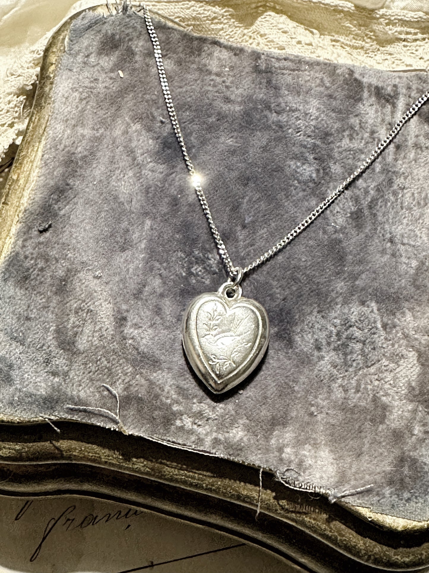 Pretty Victorian silver love token with swallow birds