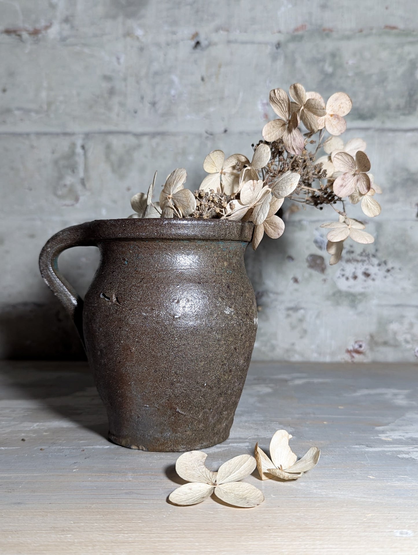 A lovely Primitive French Antique Black Pottery water jug