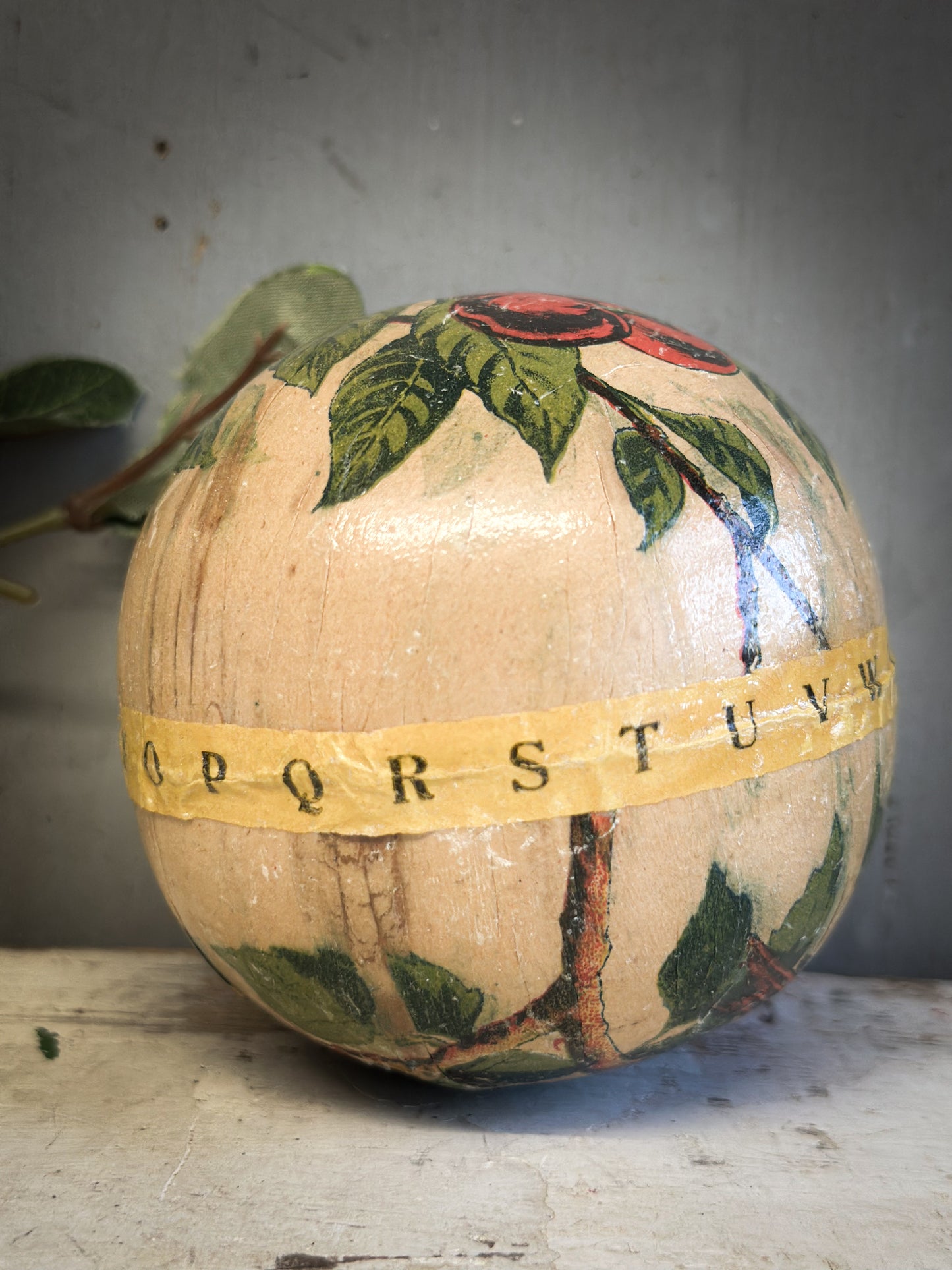 Victorian Papier-Mâché Alphabet Rattle Ball (c.1890–1910)
With Noted Oral History of Bletchley Museum Association