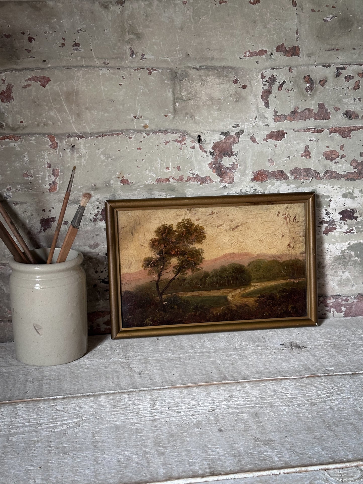 Antique Victorian Oil Painting on Board in Original Frame | Signed Landscape Artwork | c.1880–1900