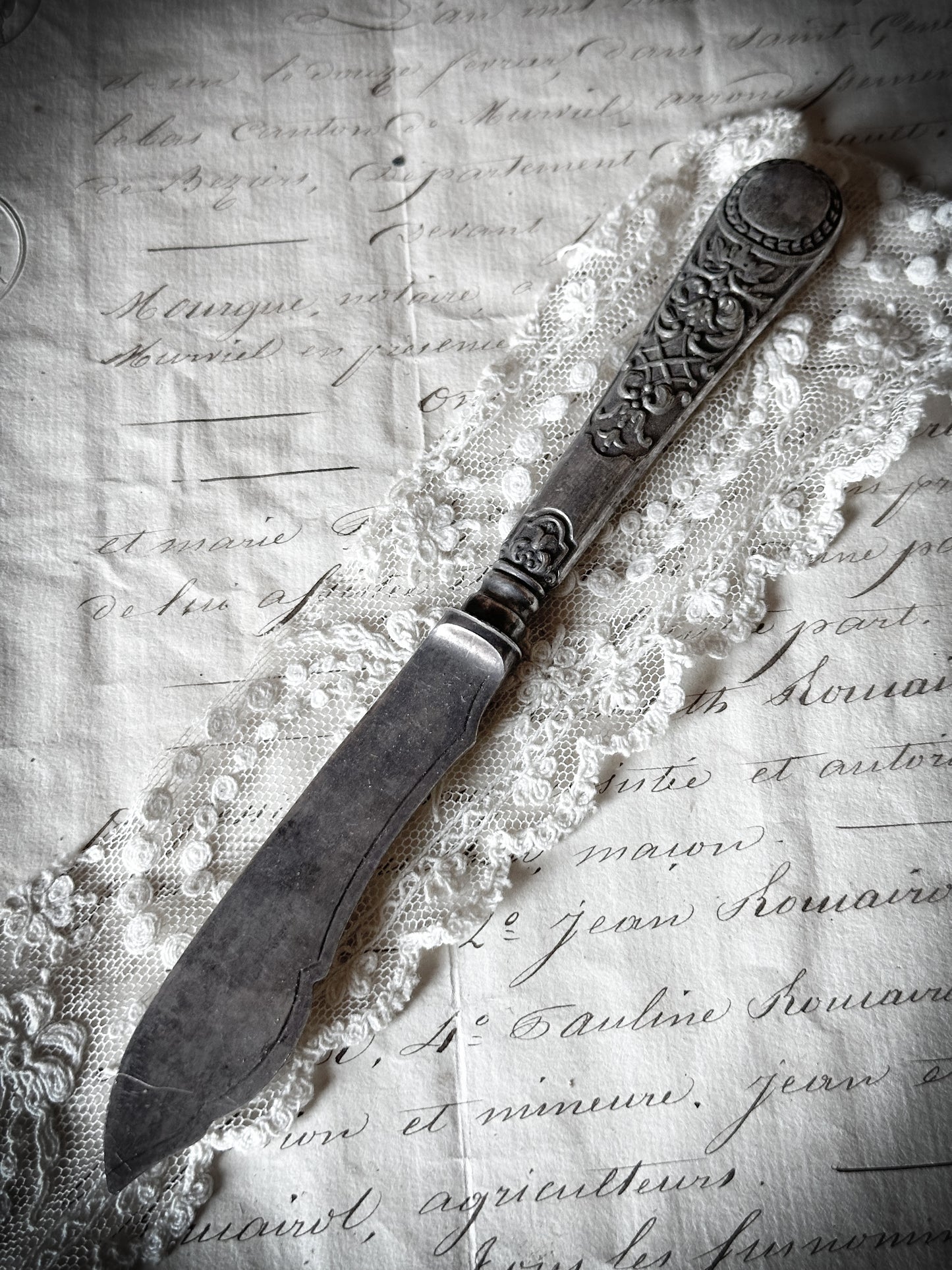 Beautiful antique silver plated pâté or butter knife