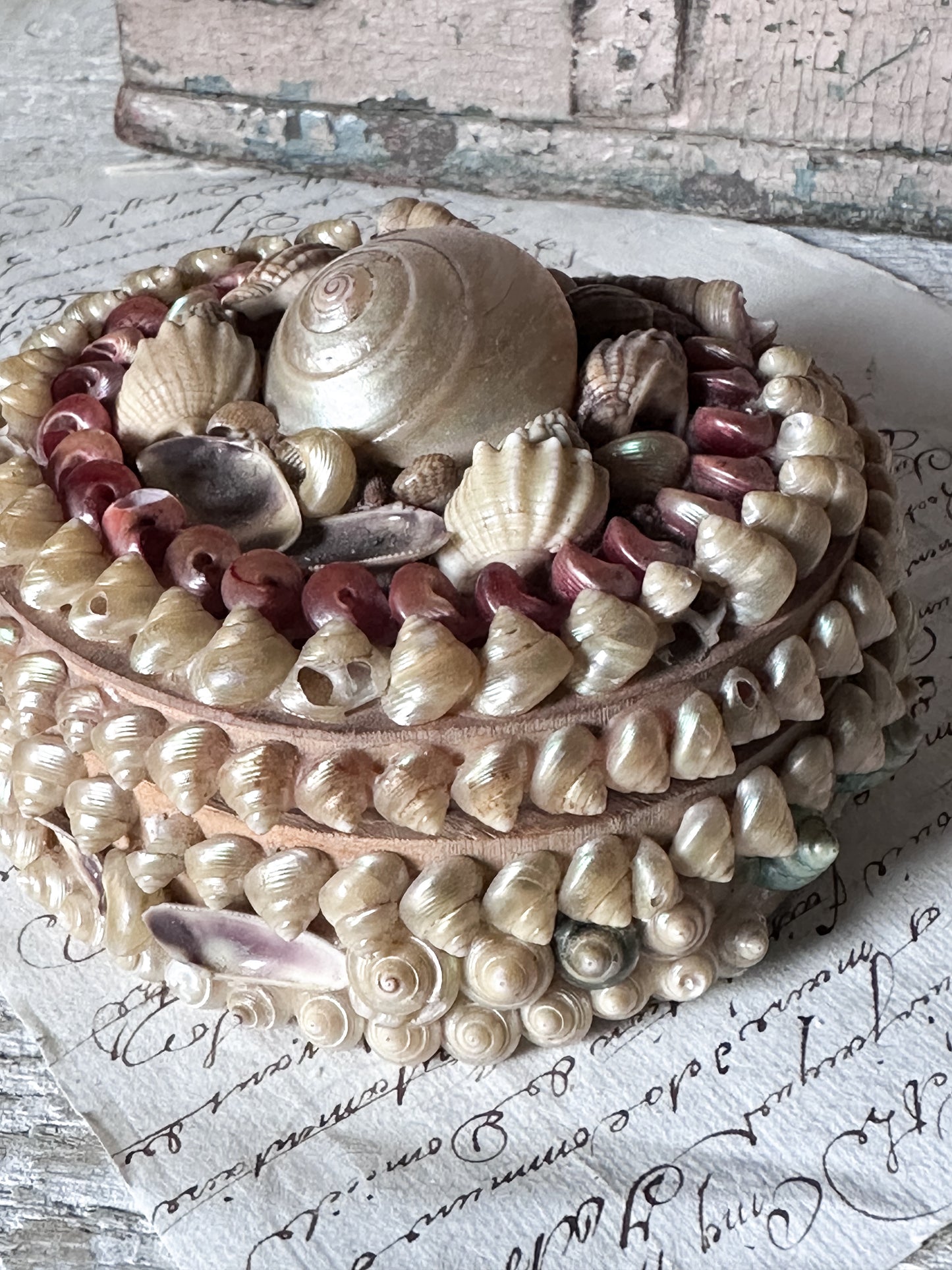 Antique Shell Art Jewellery Box – Decorative Coastal Trinket Box