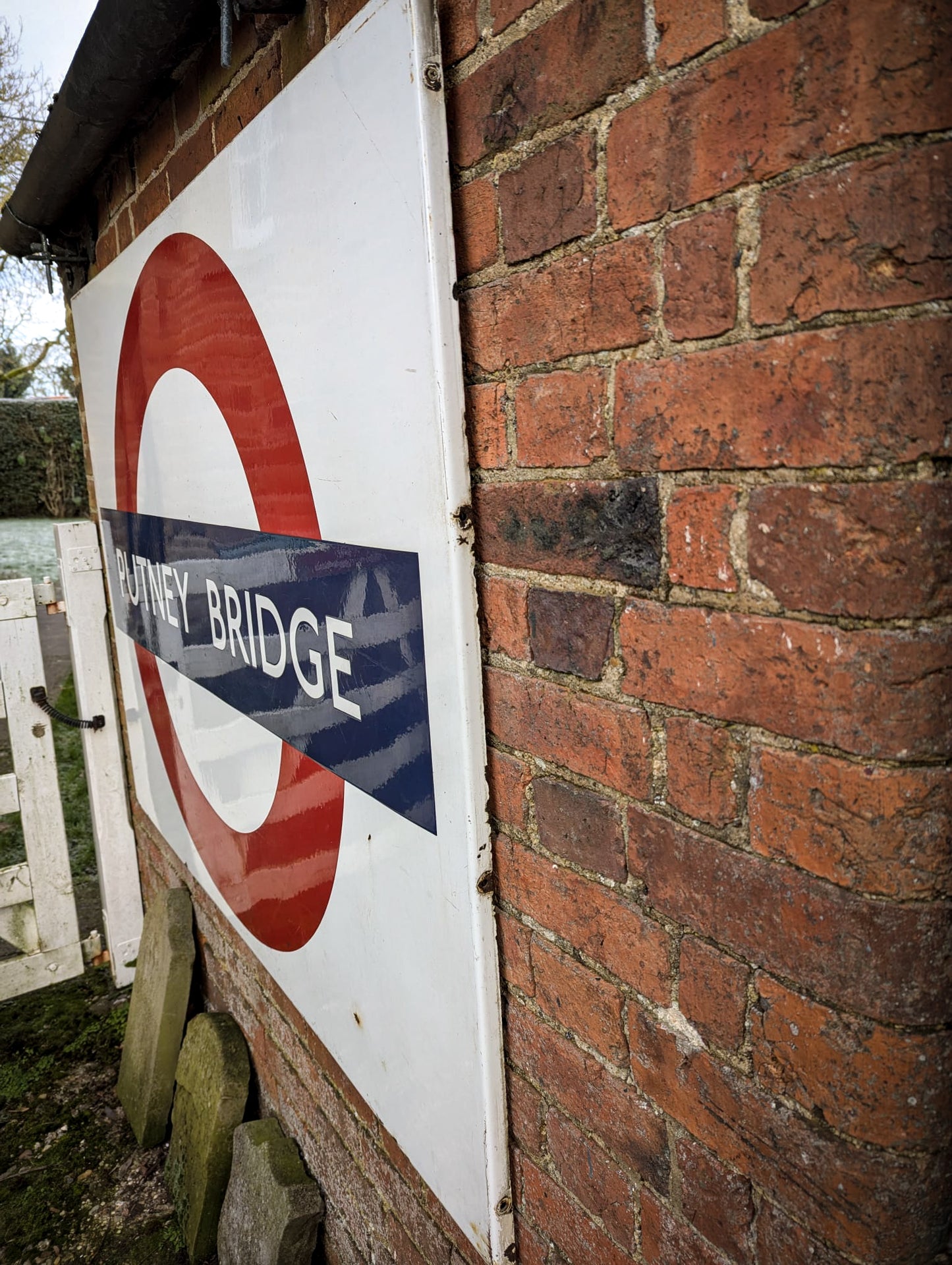 An Original London Underground Enamel Platform Station sign Putney Bridge